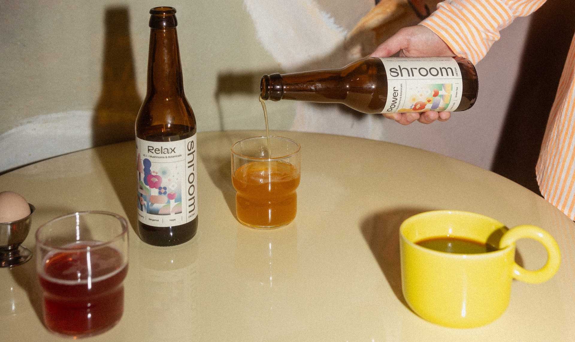 Pouring mushroom drinks